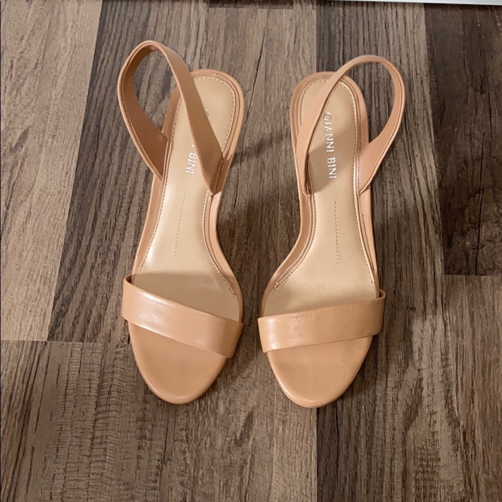 Nude sling back heels